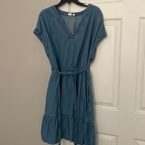 Denim dress with belt.  Gently worn.